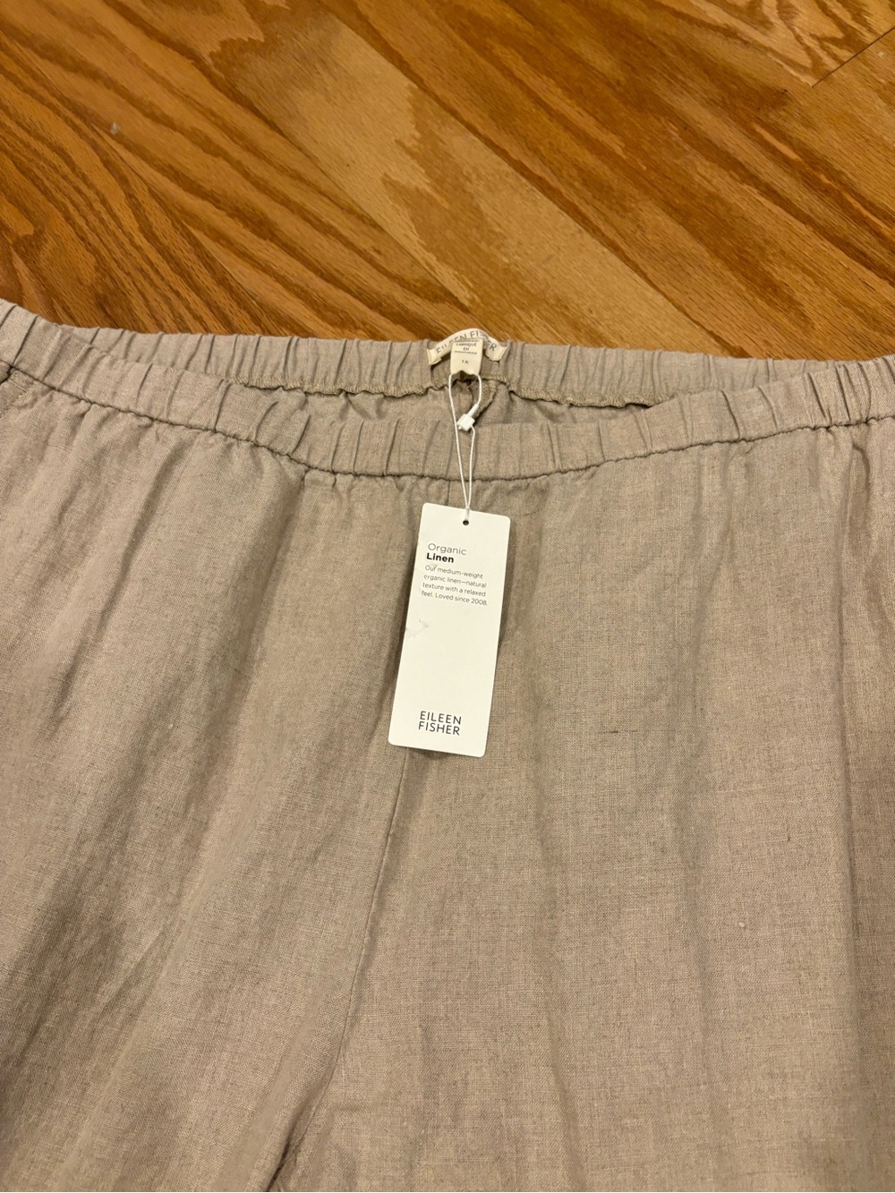 Eileen Fisher NEW Linen Wide Leg Pant Undyed Natural Elastic Waist Womens 1X - Picture 7 of 15